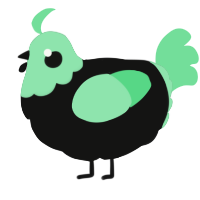 A black and spring chicken with a head pattern
