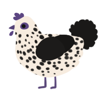 A cream and sable chicken with a speckle pattern