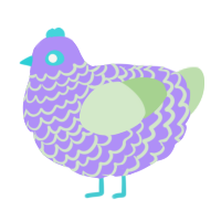 A lilac and gluppy chicken with a lace pattern