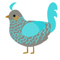 A ash and aqua chicken with a lace pattern
