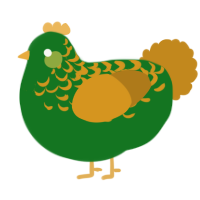 A leaf and ochre chicken with a half-lace pattern