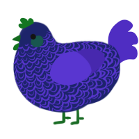 A navy and indigo chicken with a double-lace pattern