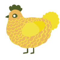 A honey and yellow chicken with a lace pattern