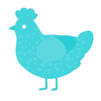 A aqua chicken with a speckle pattern