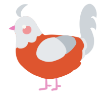A vermilion and mist chicken with a head pattern