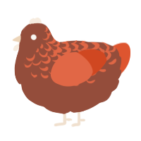 A russet and vermilion chicken with a half-lace pattern