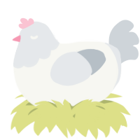 A white and mist chicken with a head pattern