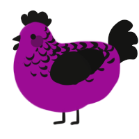 A plum and black chicken with a half-lace pattern