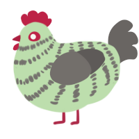 A gluppy and grey chicken with a bar pattern