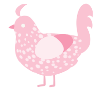 A rose chicken with a speckle pattern