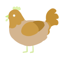A beige and gold chicken with a head pattern