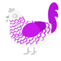 no talk me angry, a white and amethyst chicken with a lace pattern