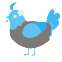 A grey and sky chicken with a head pattern