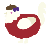 A crimson and white chicken with a head pattern