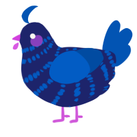 A navy and ultramarine chicken with a bar pattern
