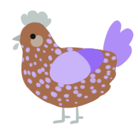 A brown and lilac chicken with a speckle pattern