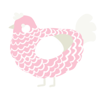 A rose and white chicken with a lace pattern