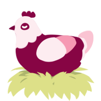 A maroon and rose chicken with a head pattern