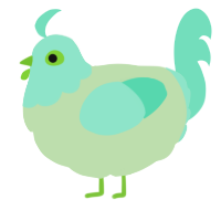 A gluppy and mint chicken with a head pattern