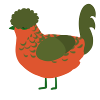 A vermilion and olive chicken with a half-lace pattern