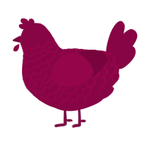 A maroon chicken with a lace pattern
