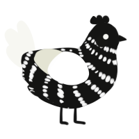 A black and white chicken with a bar pattern