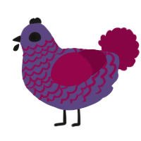A overcast and maroon chicken with a lace pattern