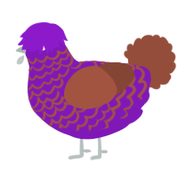 A violet and russet chicken with a lace pattern