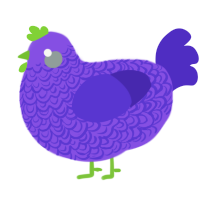 A blurple and indigo chicken with a double-lace pattern