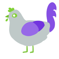 A silver and blurple chicken