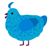 A cerulean and sapphire chicken with a speckle pattern