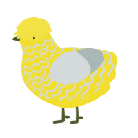A yellow and silver chicken with a lace pattern