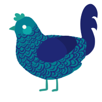 A sea and navy chicken with a double-lace pattern