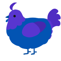 A ultramarine and indigo chicken with a head pattern