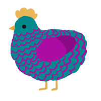 A teal and plum chicken with a lace pattern