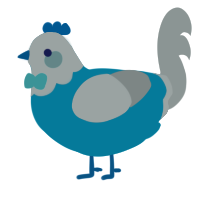 A cerulean and silver chicken with a head pattern