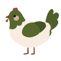 A cream and olive chicken with a head pattern