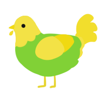 A grass and yellow chicken with a head pattern