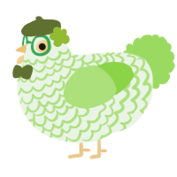 A gluppy and grass chicken with a lace pattern