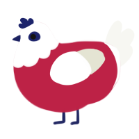 A crimson and white chicken with a head pattern