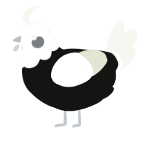 A black and white chicken with a head pattern