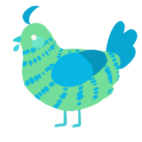 A spring and cerulean chicken with a bar pattern