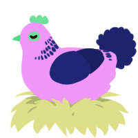 A lavender and navy chicken with a neck-band pattern