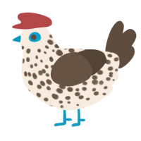 A cream and bark chicken with a speckle pattern