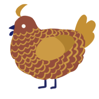 A russet and gold chicken with a lace pattern