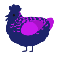 A navy and amethyst chicken with a half-lace pattern