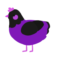 A violet and sable chicken with a head pattern