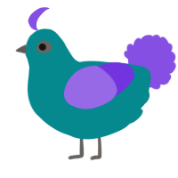 A teal and blurple chicken