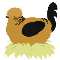 A gold and black chicken with a neck-band pattern