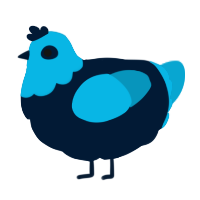 A tumblr and cerulean chicken with a head pattern